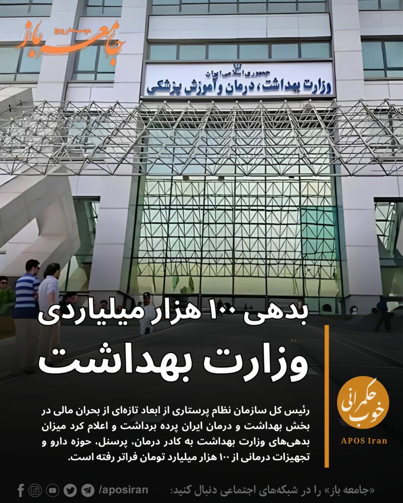 میزان بدهی‌های وزارت بهداشت به کادر درمان، پرسنل، حوزه دارو و تجهیزات درمانی از ۱۰۰ هزار میلیارد تومان فراتر رفته است.